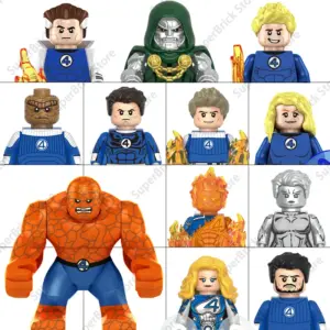 Hot Marvel Superhero The Fantastic Four Building Blocks Mister Fantastic Human Torch Galactus Mini Action Figures Bricks Toys